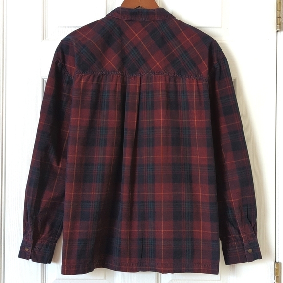 Topshop Classic Plaid Pinwale Corduroy Long Sleeve Button Down Shirt Burgundy 8 - Picture 11 of 12